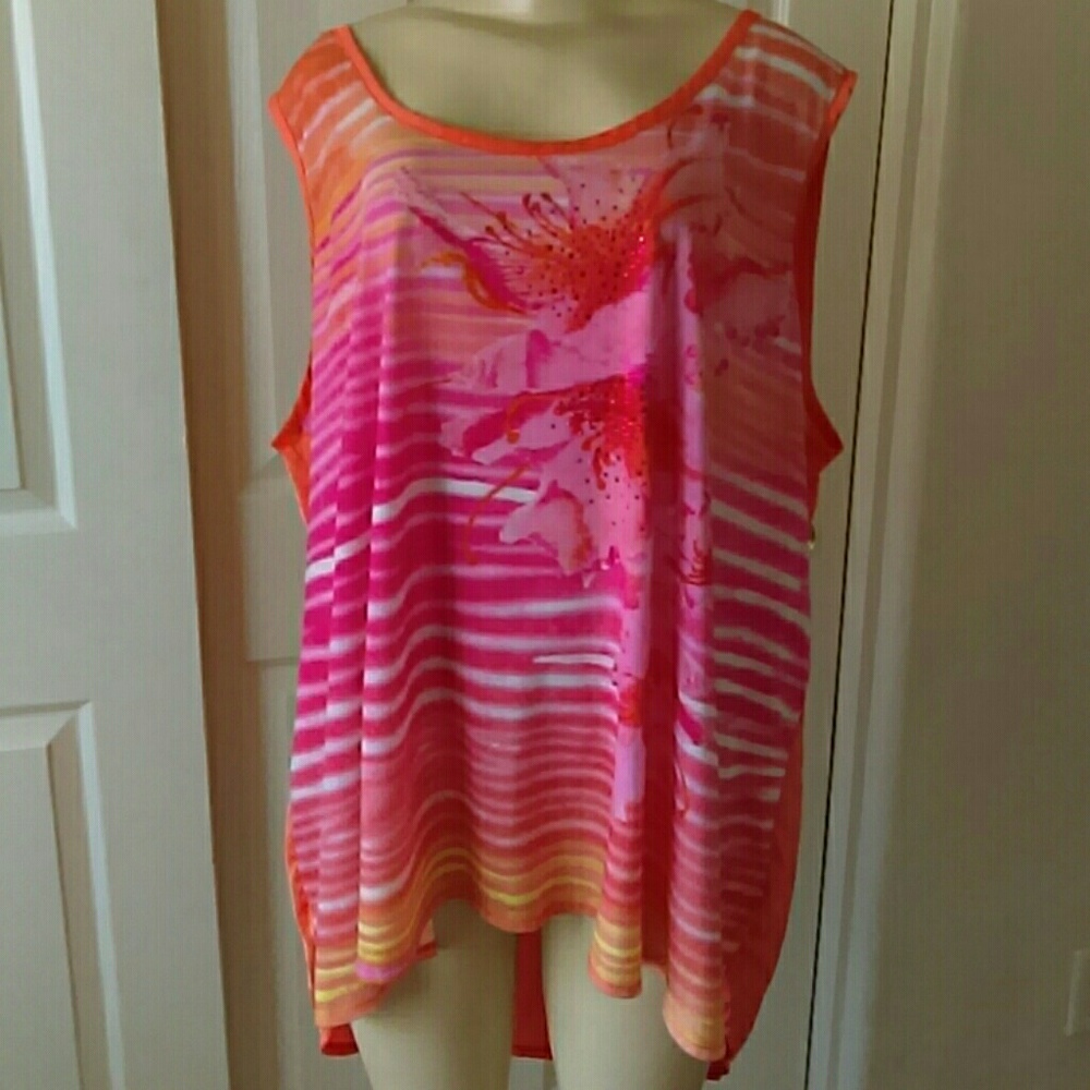 Faded Glory Beaded Design Tank Plus Sz 4X